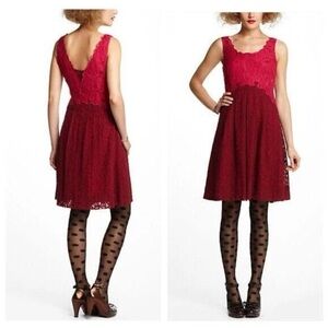 MOULINETTE SOEURS Anthropologie Women’s Size 2 Wine Color Lace A-Lined Dress